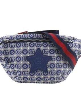 GUCCI Star Children Waist bag 502095 Double G Geometric Blue canvas Kids